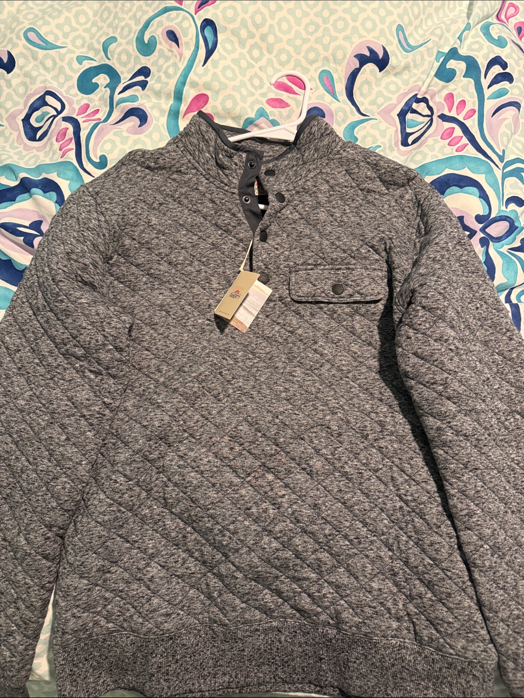 Faherty Quilted Pullover Jacket - Gray